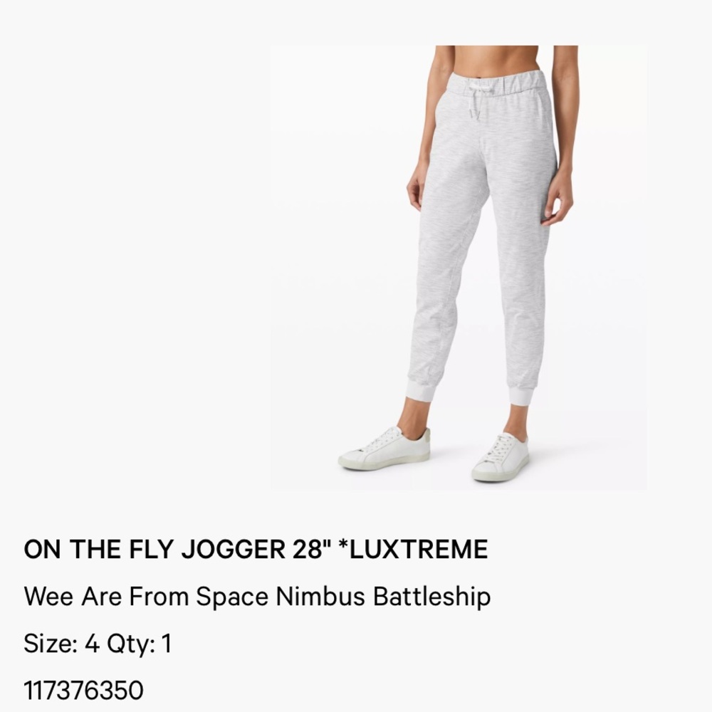 Lululemon on the fly jogger size 4 28” wee are from space nimbus battleship